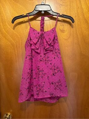 Xhilaration Fuchsia Floral Ruffle Halter Camisole